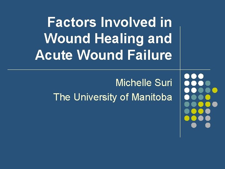 Factors Involved in Wound Healing and Acute Wound Failure Michelle Suri The University of