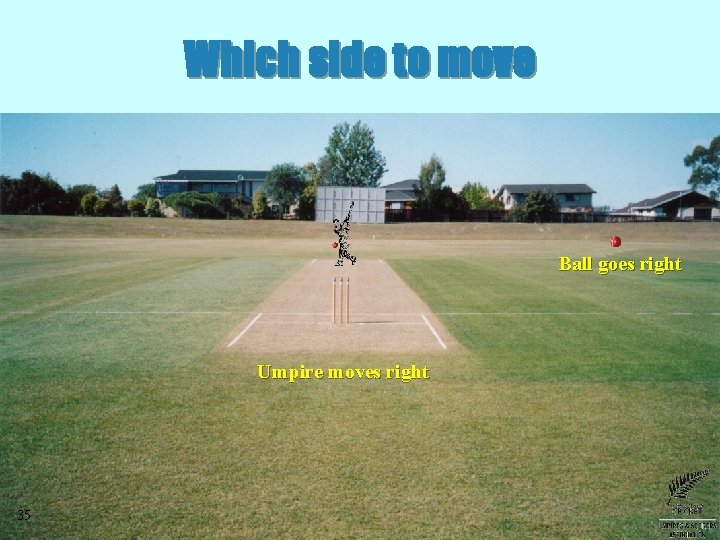 Which side to move Ball goes right Umpire moves right 35 Which side to move Ball goes right Umpire moves right 35