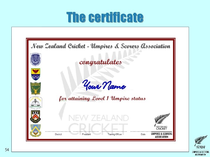 The certificate Your Name 54 The certificate Your Name 54
