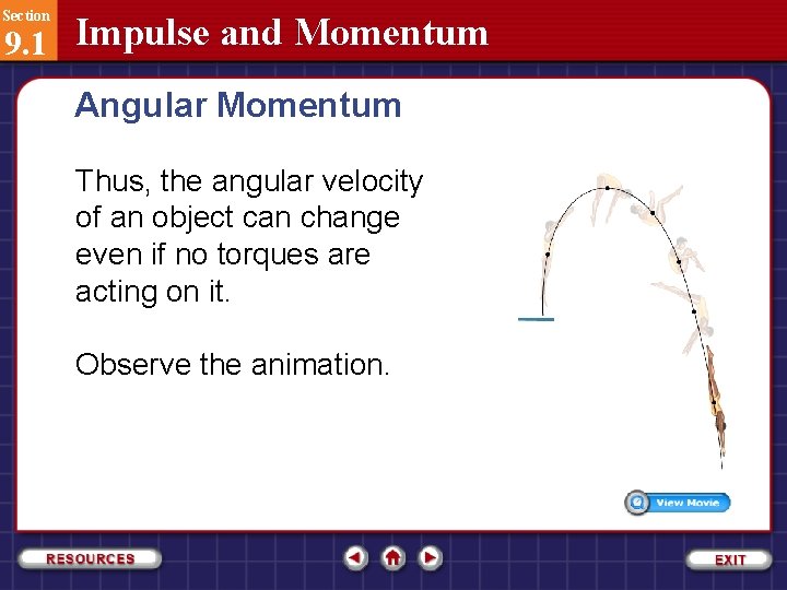 Section 9. 1 Impulse and Momentum Angular Momentum Thus, the angular velocity of an