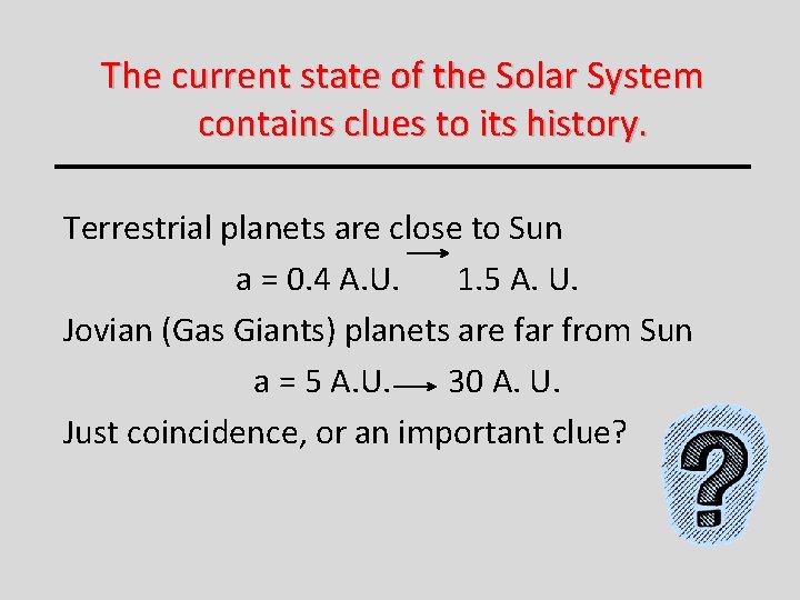 The current state of the Solar System contains clues to its history. Terrestrial planets