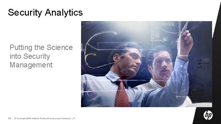 Security Analytics Putting the Science into Security Management 54 © Copyright 2010 Hewlett-Packard Development