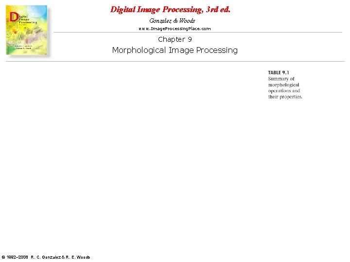 Digital Image Processing, 3 rd ed. Gonzalez & Woods www. Image. Processing. Place. com