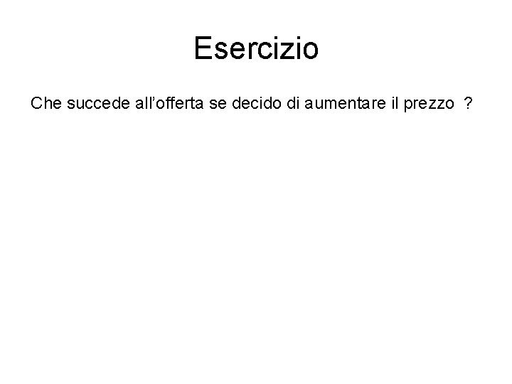 Esercizio Che succede all’offerta se decido di aumentare il prezzo ? 