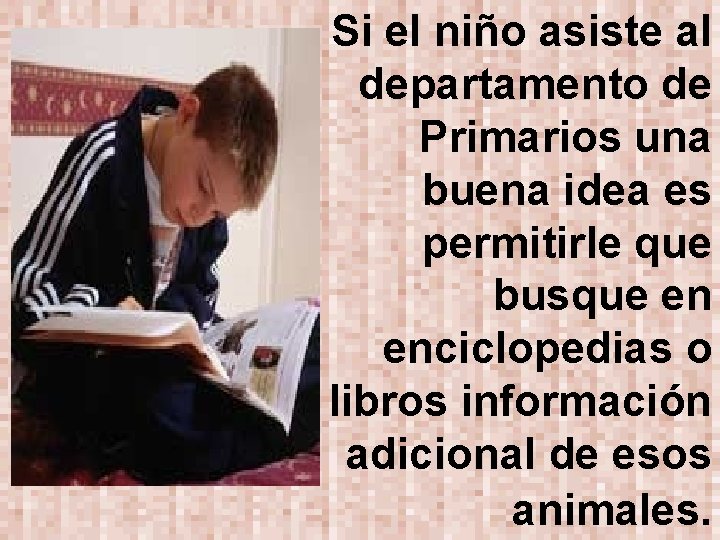 Si el niño asiste al departamento de Primarios una buena idea es permitirle que
