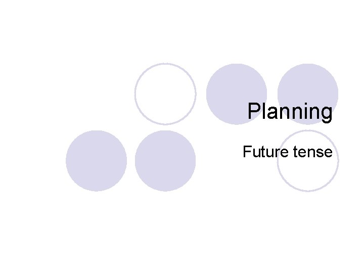 Planning Future tense 