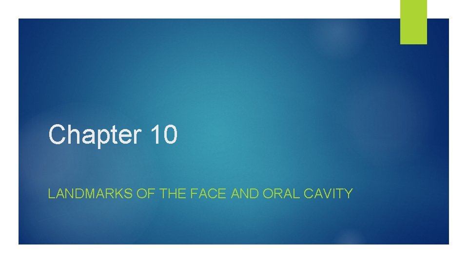 Chapter 10 LANDMARKS OF THE FACE AND ORAL CAVITY 