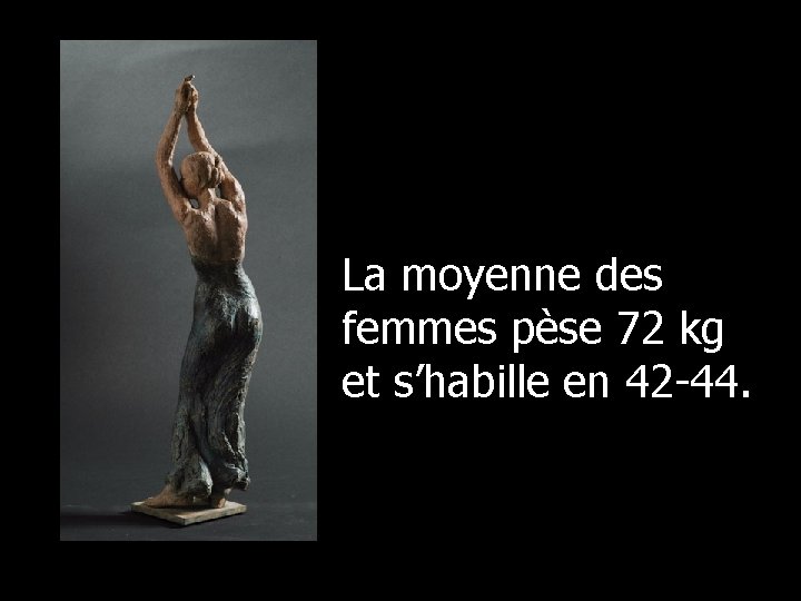 La moyenne des femmes pèse 72 kg et s’habille en 42 -44. 