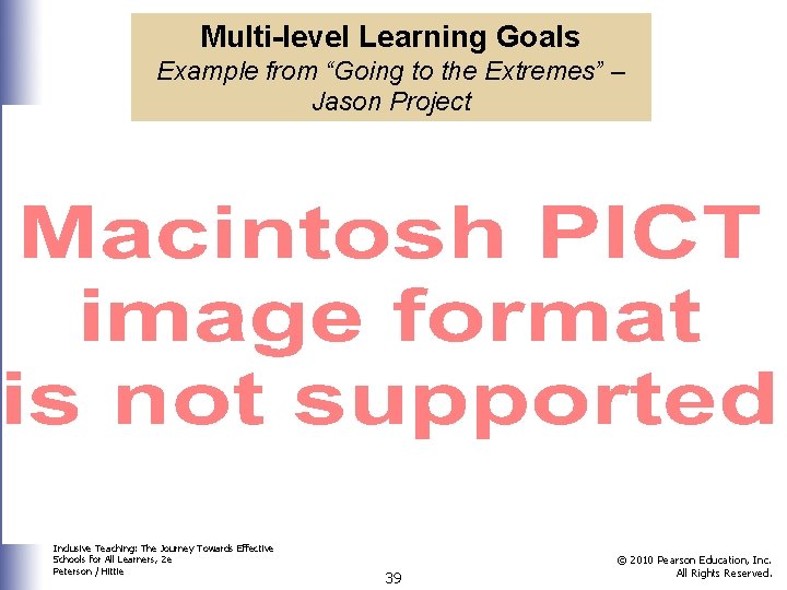 Multi-level Learning Goals Example from “Going to the Extremes” – Jason Project Inclusive Teaching: