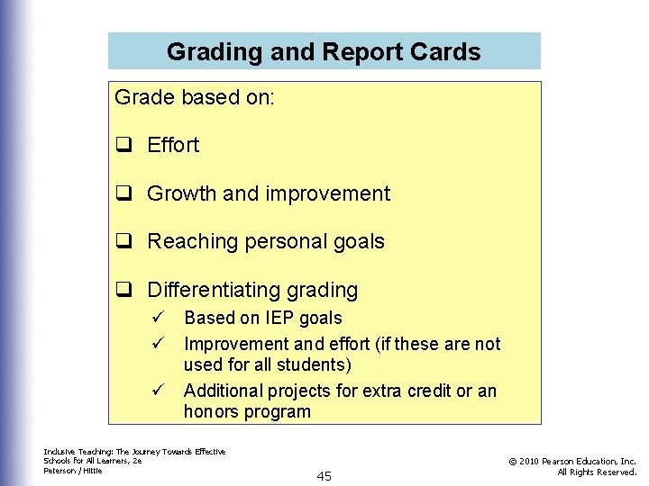 Grading and Report Cards Grade based on: q Effort q Growth and improvement q