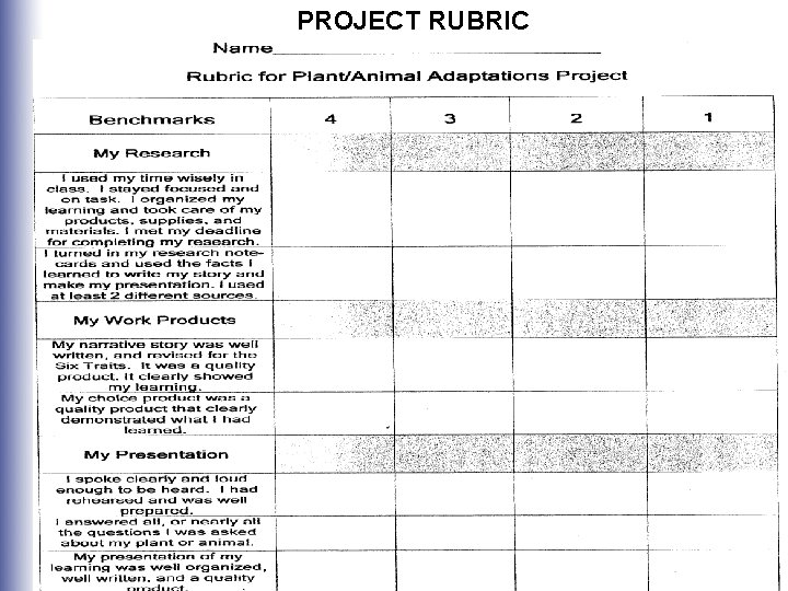 PROJECT RUBRIC Inclusive Teaching: The Journey Towards Effective Schools for All Learners, 2 e