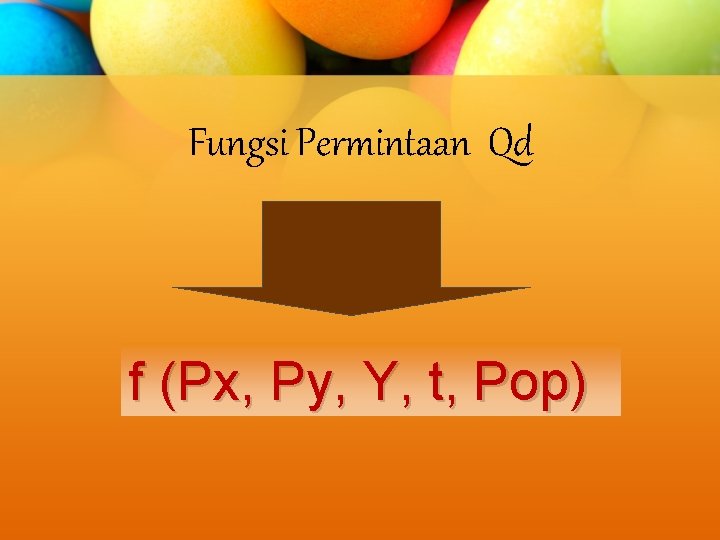 Fungsi Permintaan Qd f (Px, Py, Y, t, Pop) 