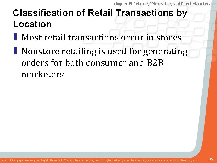 Chapter 15 Retailers, Wholesalers, and Direct Marketers Classification of Retail Transactions by Location ▮