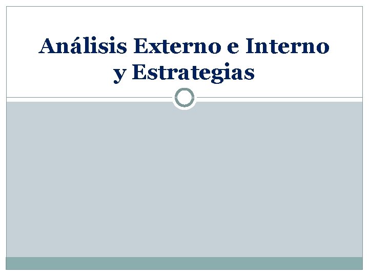 Análisis Externo e Interno y Estrategias 