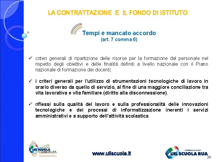LA CONTRATTAZIONE E IL FONDO DI ISTITUTO Tempi e mancato accordo (art. 7 comma LA CONTRATTAZIONE E IL FONDO DI ISTITUTO Tempi e mancato accordo (art. 7 comma