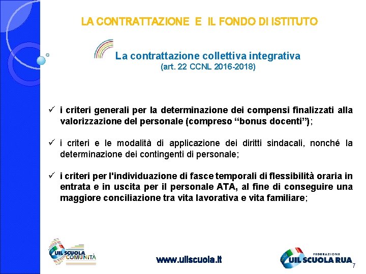 LA CONTRATTAZIONE E IL FONDO DI ISTITUTO La contrattazione collettiva integrativa (art. 22 CCNL