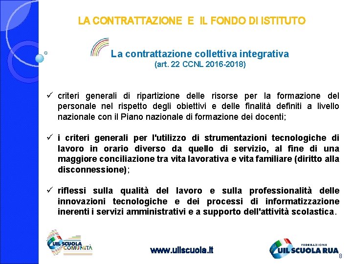 LA CONTRATTAZIONE E IL FONDO DI ISTITUTO La contrattazione collettiva integrativa (art. 22 CCNL