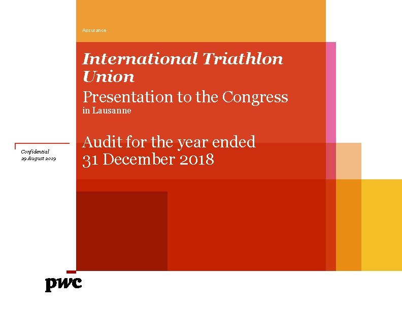 Assurance International Triathlon Union Presentation to the Congress in Lausanne Confidential 29 August 2019