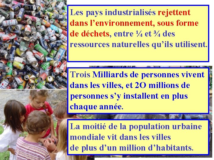 Les pays industrialisés rejettent dans l’environnement, sous forme de déchets, entre ¼ et ¾