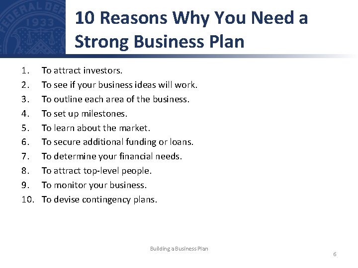 need a strong business plan
