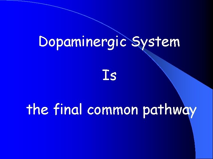 Dopaminergic System Is the final common pathway 
