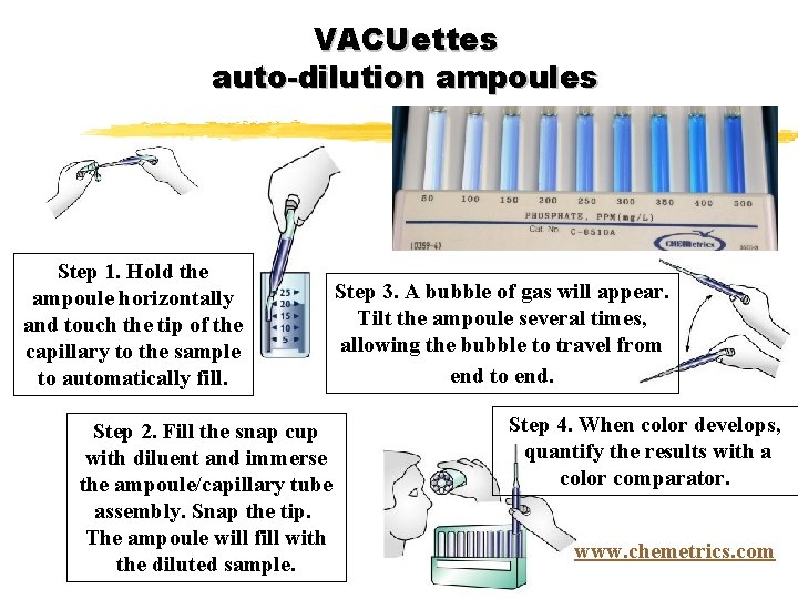 VACUettes auto-dilution ampoules Step 1. Hold the ampoule horizontally and touch the tip of