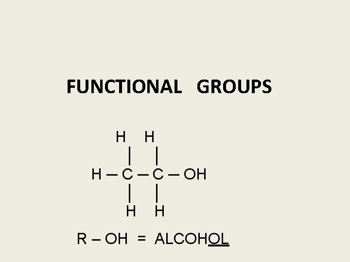 FUNCTIONAL GROUPS H H │ │ H ─ C ─ OH │ │ H