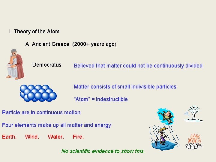 I. Theory of the Atom A. Ancient Greece (2000+ years ago) Democratus Believed that