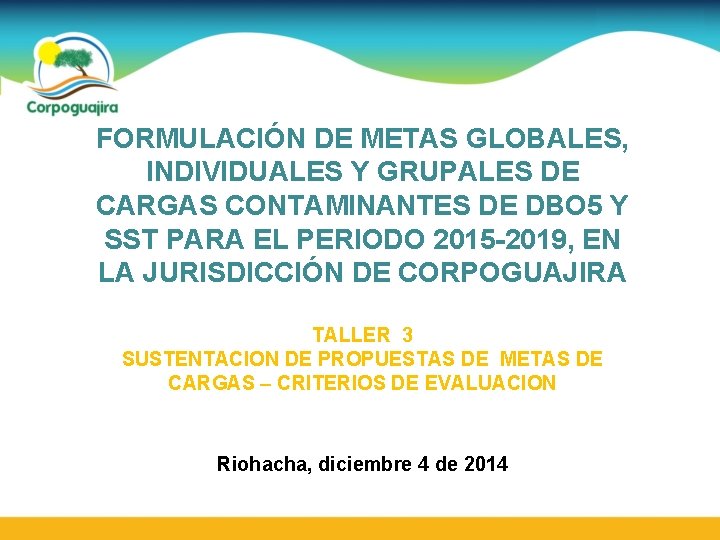 FORMULACIÓN DE METAS GLOBALES, INDIVIDUALES Y GRUPALES DE CARGAS CONTAMINANTES DE DBO 5 Y