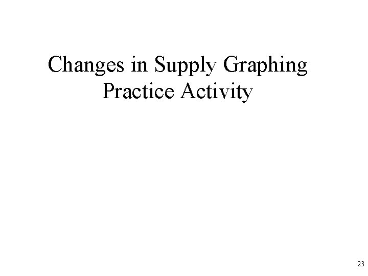 Changes in Supply Graphing Practice Activity 23 