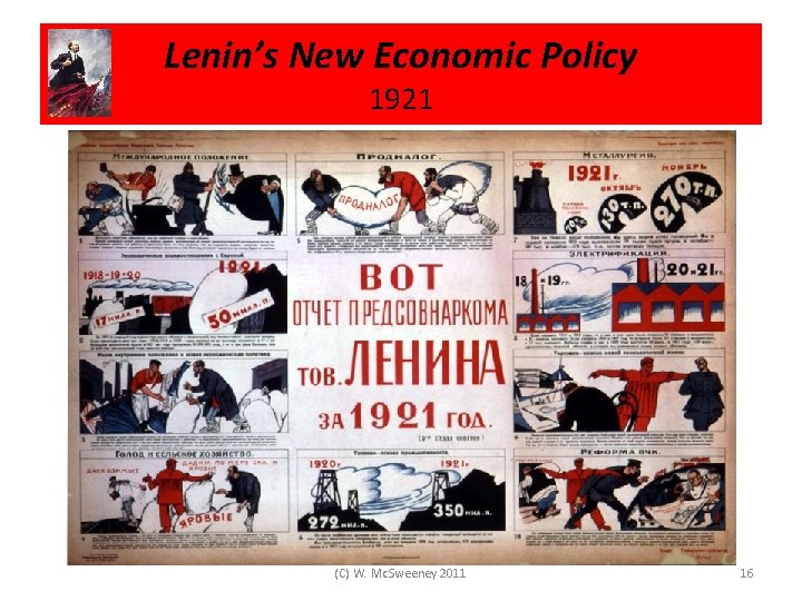 Lenin’s New Economic Policy 1921 (C) W. Mc. Sweeney 2011 16 