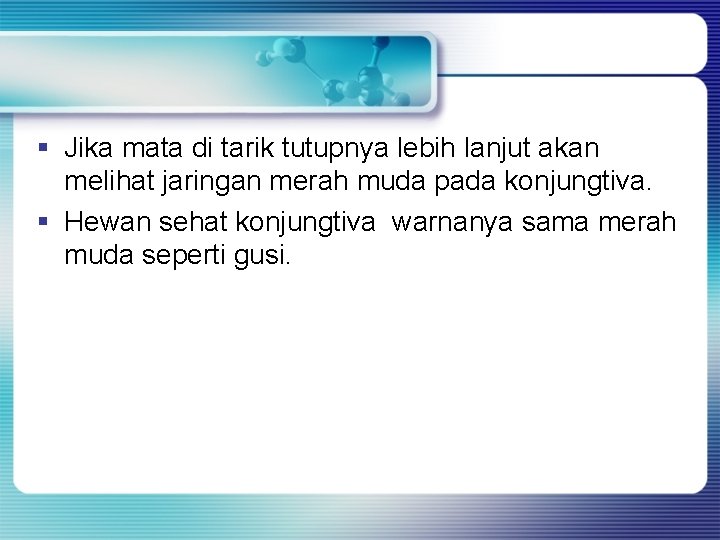 § Jika mata di tarik tutupnya lebih lanjut akan melihat jaringan merah muda pada § Jika mata di tarik tutupnya lebih lanjut akan melihat jaringan merah muda pada