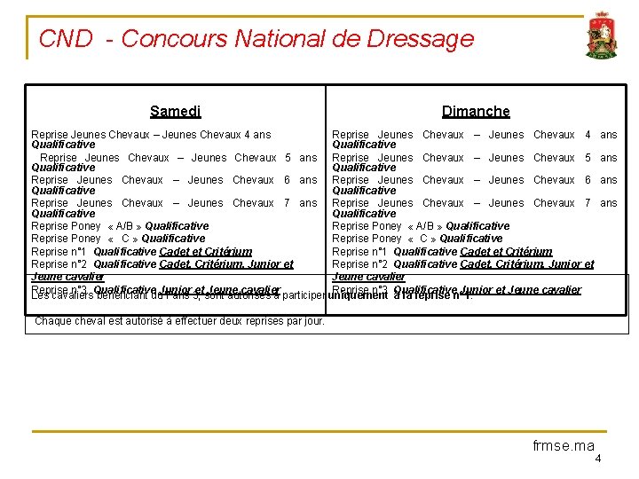 CND - Concours National de Dressage Samedi Dimanche Reprise Jeunes Chevaux – Jeunes Chevaux