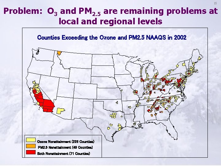 15 Problem: O 3 and PM 2. 5 are remaining problems at local and