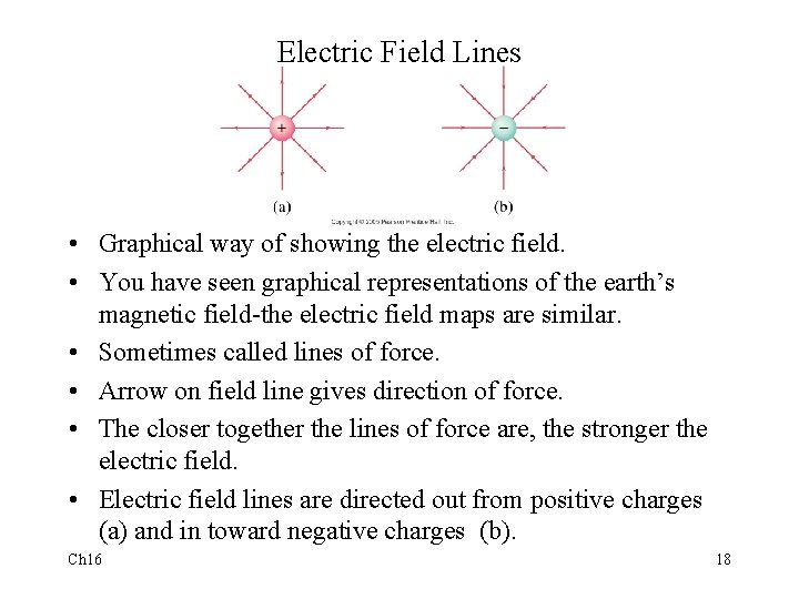 Electric Field Lines • Graphical way of showing the electric field. • You have