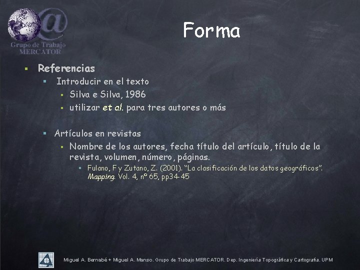 Forma § Referencias § Introducir en el texto § Silva e Silva, 1986 §