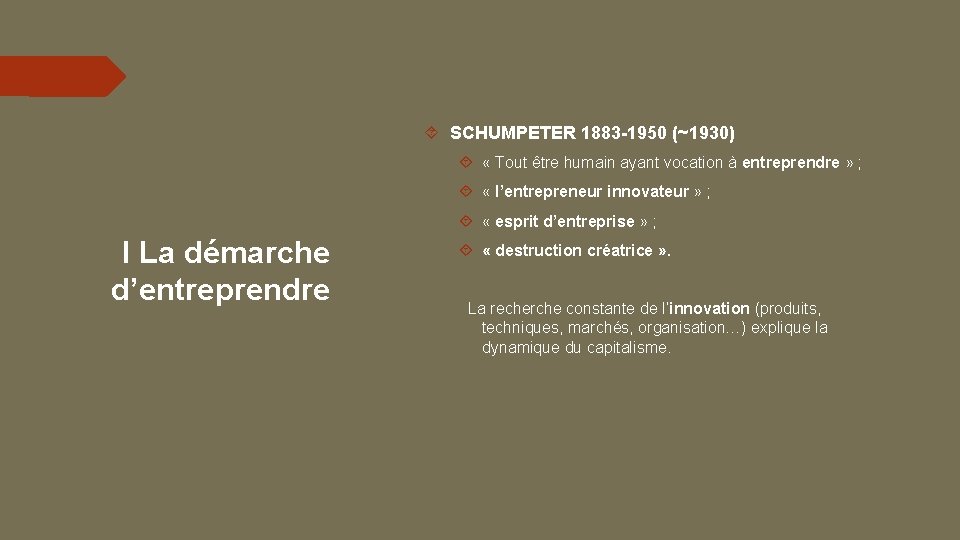  SCHUMPETER 1883 -1950 (~1930) « Tout être humain ayant vocation à entreprendre »