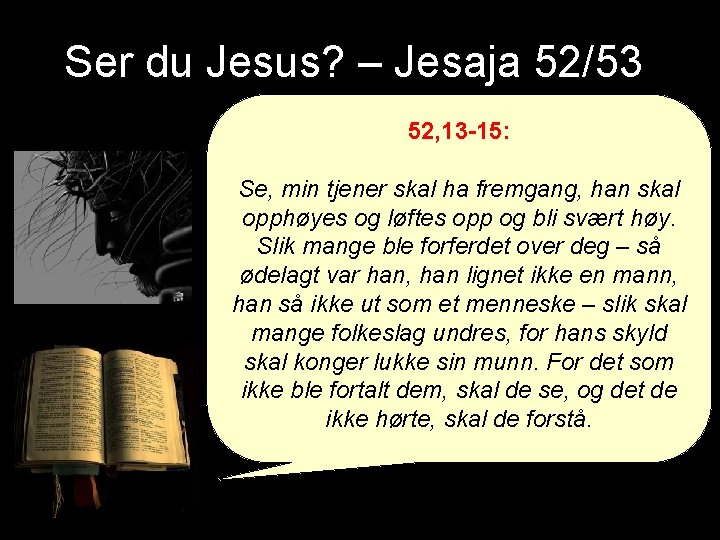 Ser du Jesus? – Jesaja 52/53 52, 13 -15: Se, min tjener skal ha