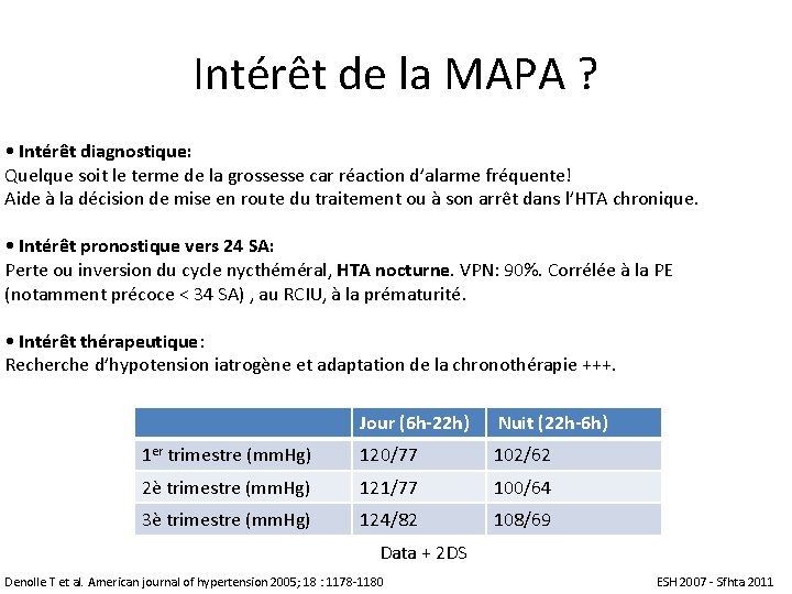 Intérêt de la MAPA ? • Intérêt diagnostique: Quelque soit le terme de la