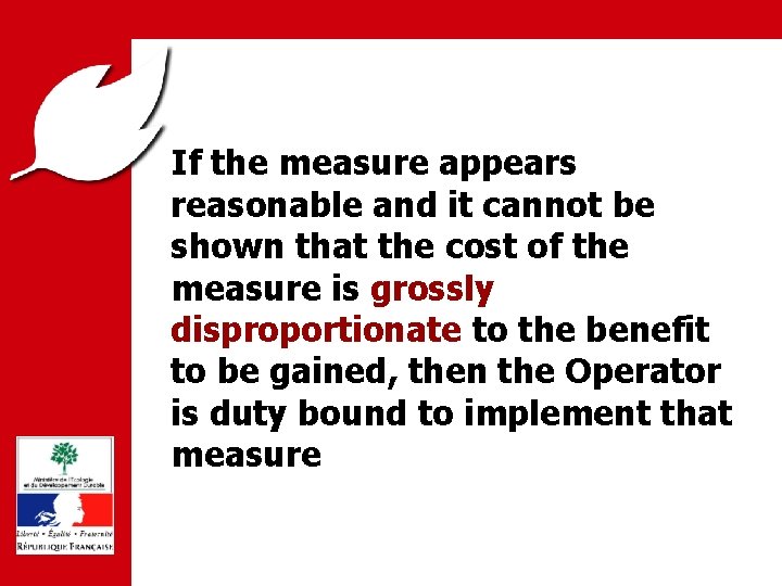 PREVENTION DES RISQUES ET LUTTE CONTRE LES POLLUTIONS PPRT If the measure appears reasonable