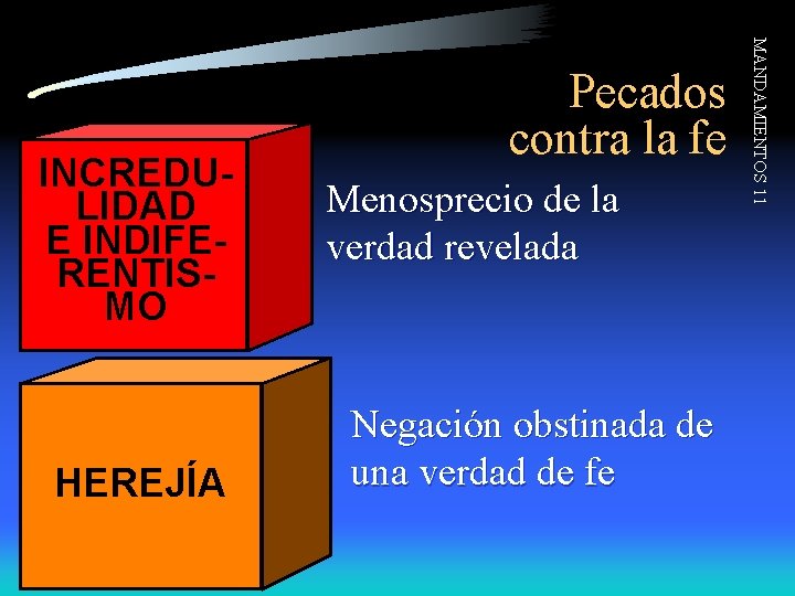 HEREJÍA Menosprecio de la verdad revelada Negación obstinada de una verdad de fe MANDAMIENTOS