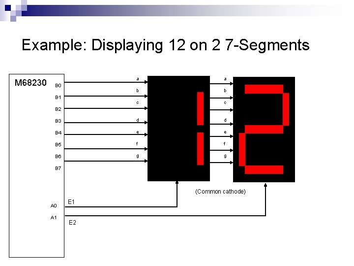 Example: Displaying 12 on 2 7 -Segments M 68230 a a b b c