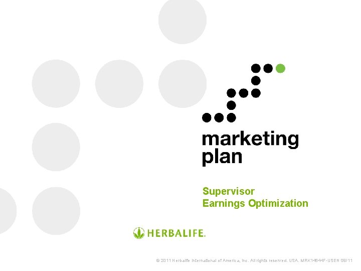 Supervisor Earnings Optimization © 2011 Herbalife International of America, Inc. All rights reserved. USA.