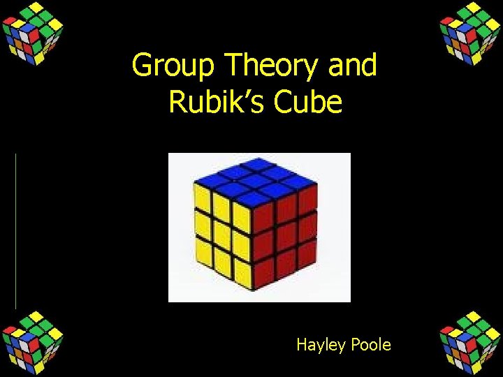 Group Theory and Rubik’s Cube Hayley Poole 