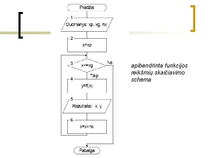 apibendrinta funkcijos reikšmių skaičiavimo schema 