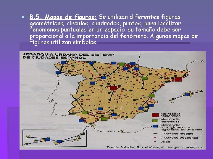 § B. 5. Mapas de figuras: Se utilizan diferentes figuras geométricas; círculos, cuadrados, puntos,