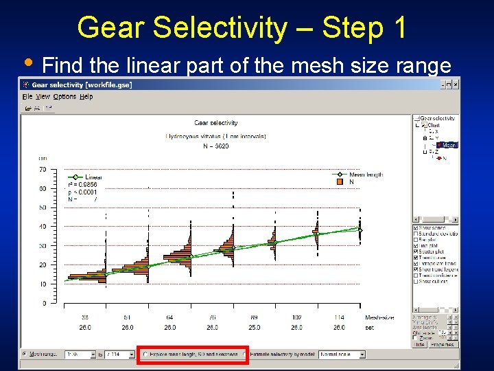 Gear Selectivity – Step 1 • Find the linear part of the mesh size