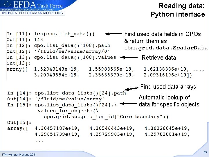Reading data: Python interface Find used data fields in CPOs & return them as