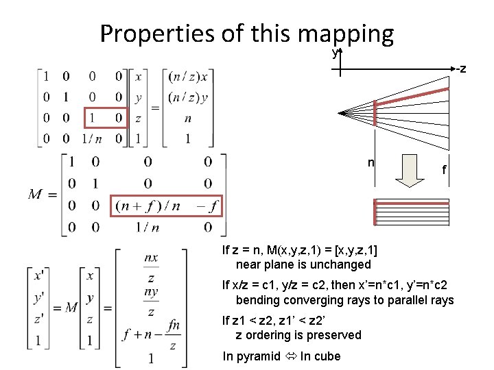 Properties of this mapping y -z n f If z = n, M(x, y,
