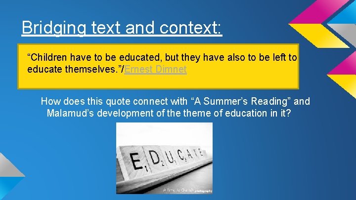 Bridging text and context: “Children have to be educated, but they have also to